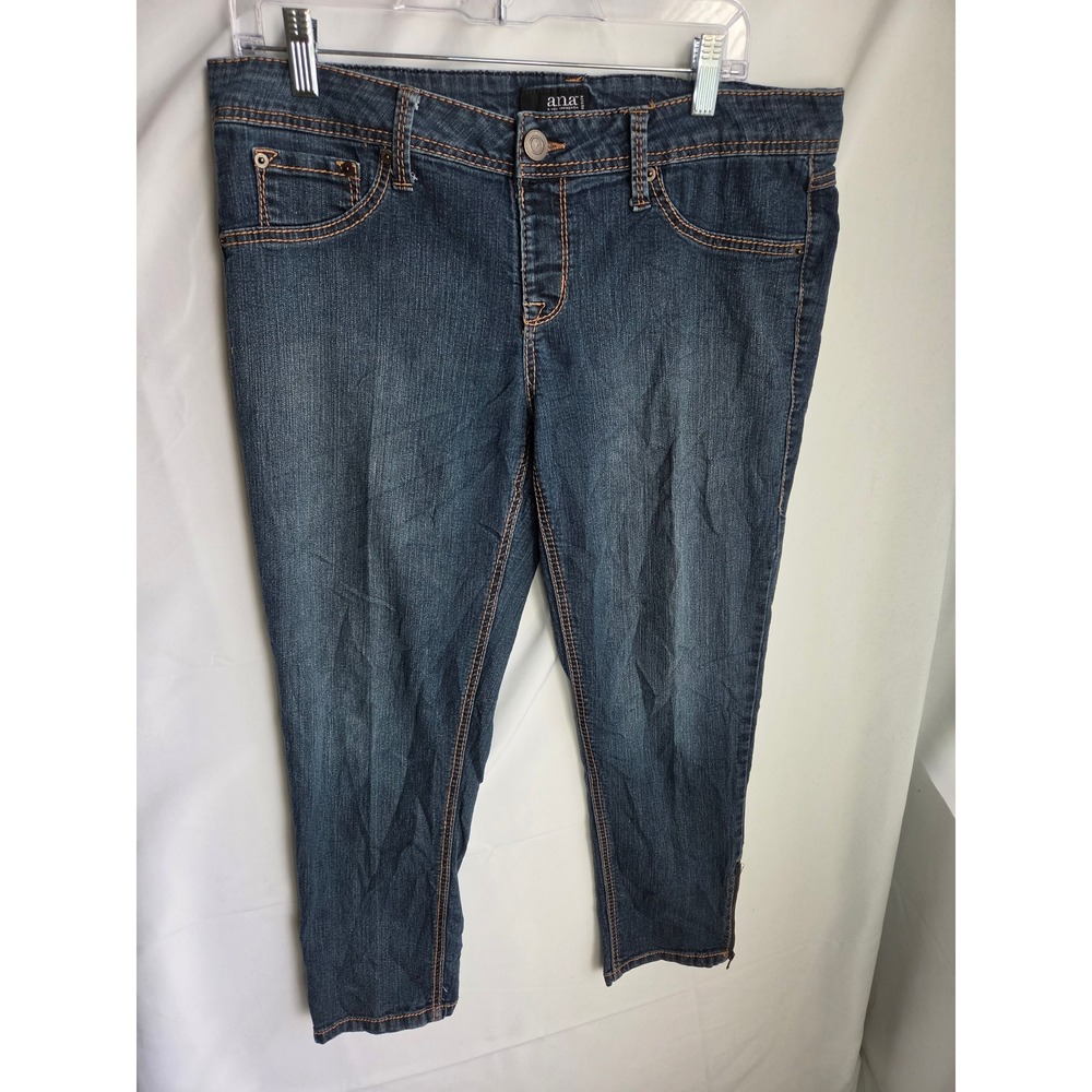 a.n.a Jeans Womens Blue Dark Wash Slim Mid Tapered